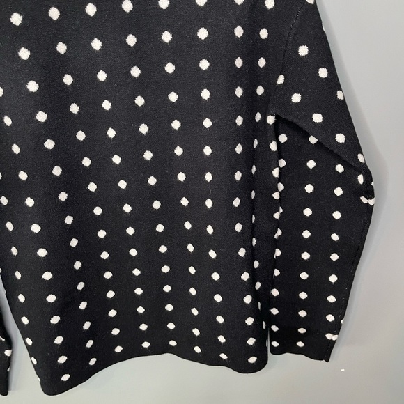 Anthropologie Lizzie Mock Neck Sweater Mixed Print Polka Dot Strips - Picture 6 of 11